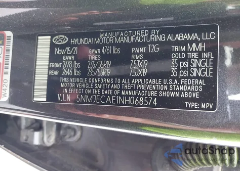 2022 Hyundai Tucson Limited from USA, damaged, VIN 5NMJECAE1NH068574